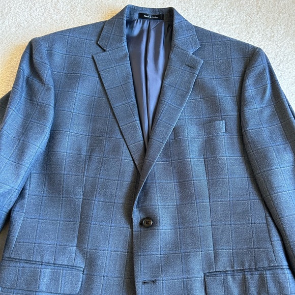 Lauren Ralph Lauren Plaid Blue Silk Wool Blend Sports Coat 44R - Picture 2 of 13